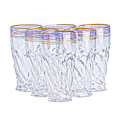 Склянки високі 250 мл для сервірування набір 6 штук прозорі скляні із позолотою склянки на подарунок Lugi