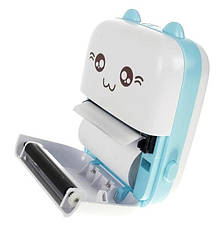 Принтер дитячий акумуляторний Mini printer Cat Ears 8499 Bluetooth Блакитний, фото 5
