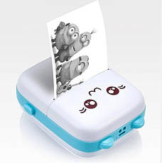 Принтер дитячий акумуляторний Mini printer Cat Ears 8499 Bluetooth Блакитний, фото 4