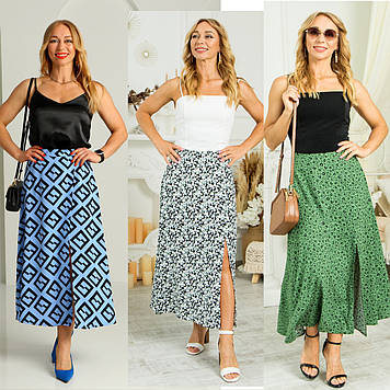 Літня шифонова  жіноча спідниця трапеція розміри 44-54