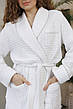 Халат турецький вафельний жіночий комір довгий білий с кантом, халати для будинку, фото 6
