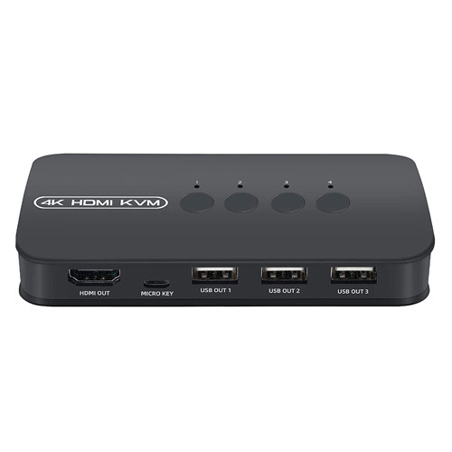 KVM свіч перемикач, 4 порта, HDMI USB, кнопка