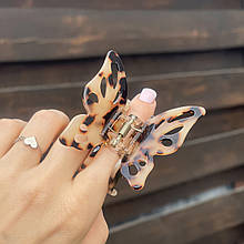 Заколка-крабик для волосся Fashion Jewerly "Метелик" з ацетату, колір світлий леопард (тип 3)