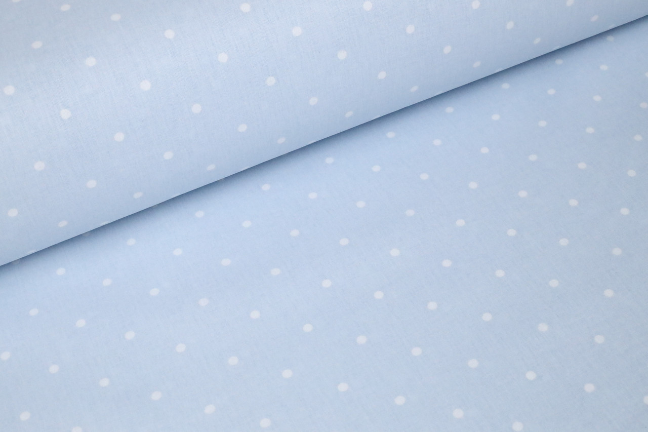 Ранфорс 240 см Горошки на блакитному 5 мм