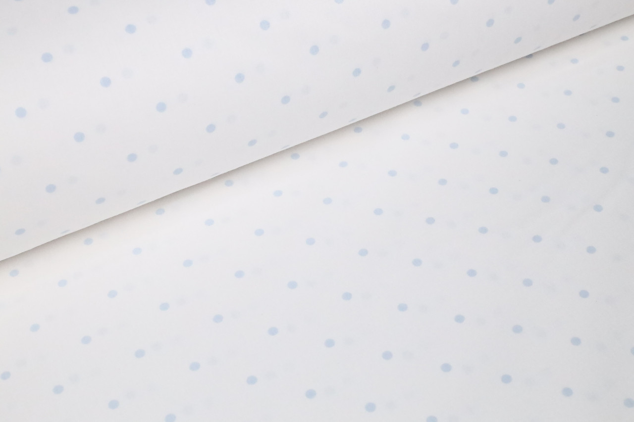 Відріз ранфорсу Горошки блакитні на білому 5 мм 60х240 см