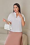 Жіноча літня блузка модна, однотонна, софт | Базова стильна Блуза з розрізним рукавом | Норма та батал, фото 3