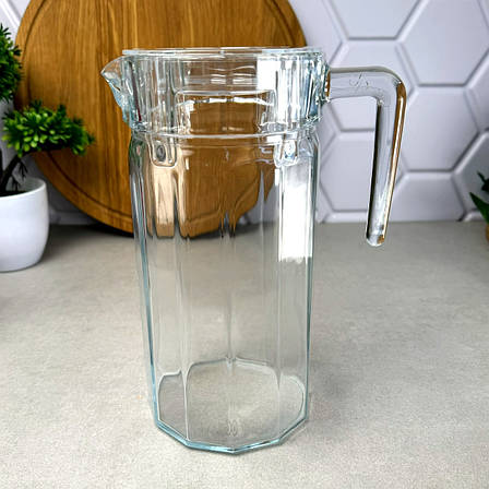 Глечик гранований із прозорою кришкою Pasabahce Кошем 1,4 л, фото 1