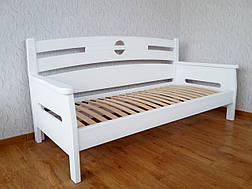 Білий прямий односпальний диван — ліжко з масиву натурального дерева "Луї Дюпон" від виробника, фото 2