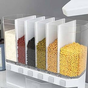 Органайзер для круп Multiple Dispenser, на 6 секцій, квадратні клавіші Білий, фото 4