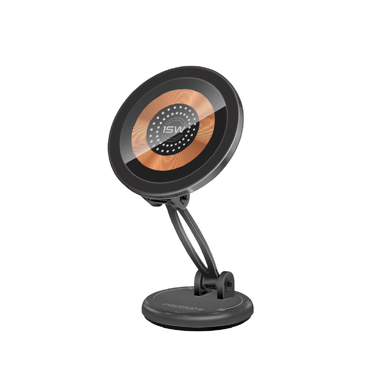 Автомобільний тримач для телефона з бездротовою зарядкою Promate Magnus2-Qi Black (magnus2-qi), фото 1