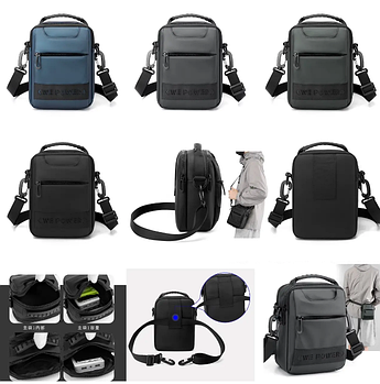 Чоловіча сумка тканинна 20*15 см через плече на блискавці з кишенею в різних варіантах Kay