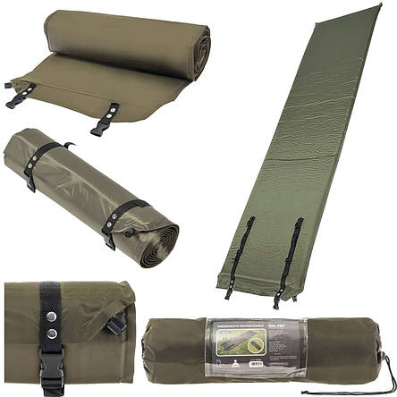 Килимок матрац каремат самонадувний MIL-TEC 185 х 50 см Olive 14420001, фото 1