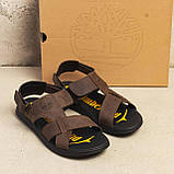 Чоловічі шкіряні босоніжки, сандалії чоловічі зручні коричневі літні на липучках *Т-10 кор*, фото 3