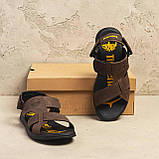 Чоловічі шкіряні босоніжки, сандалії чоловічі зручні коричневі літні на липучках *Т-10 кор*, фото 4