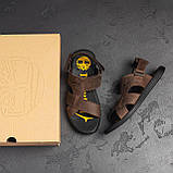 Чоловічі шкіряні босоніжки, сандалії чоловічі зручні коричневі літні на липучках *Т-10 кор*, фото 5