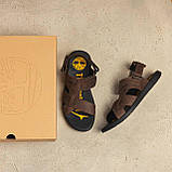 Чоловічі шкіряні босоніжки, сандалії чоловічі зручні коричневі літні на липучках *Т-10 кор*, фото 7