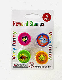 Набір дитячих штампиків "Звірята" 4 шт. 25 мм На планшеті  3302-AN 33988Ф