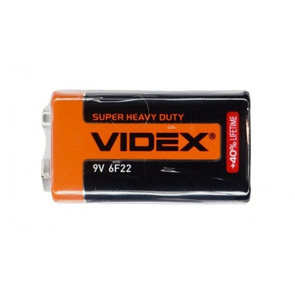 Батарейка сольова Videx крона 6F22, 9V (Батарейки, акумулятори, зарядні пристрої), фото 1