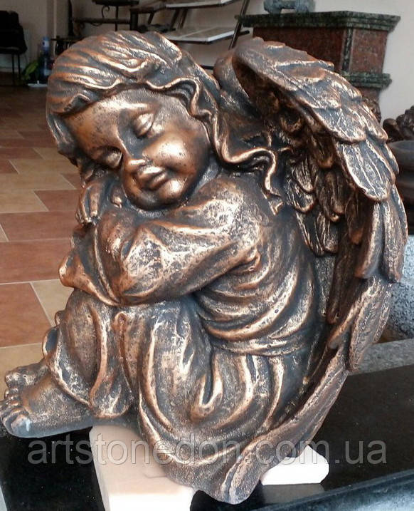 Ритуальна скульптура сплячого ангела 34 см бетон, фото 1