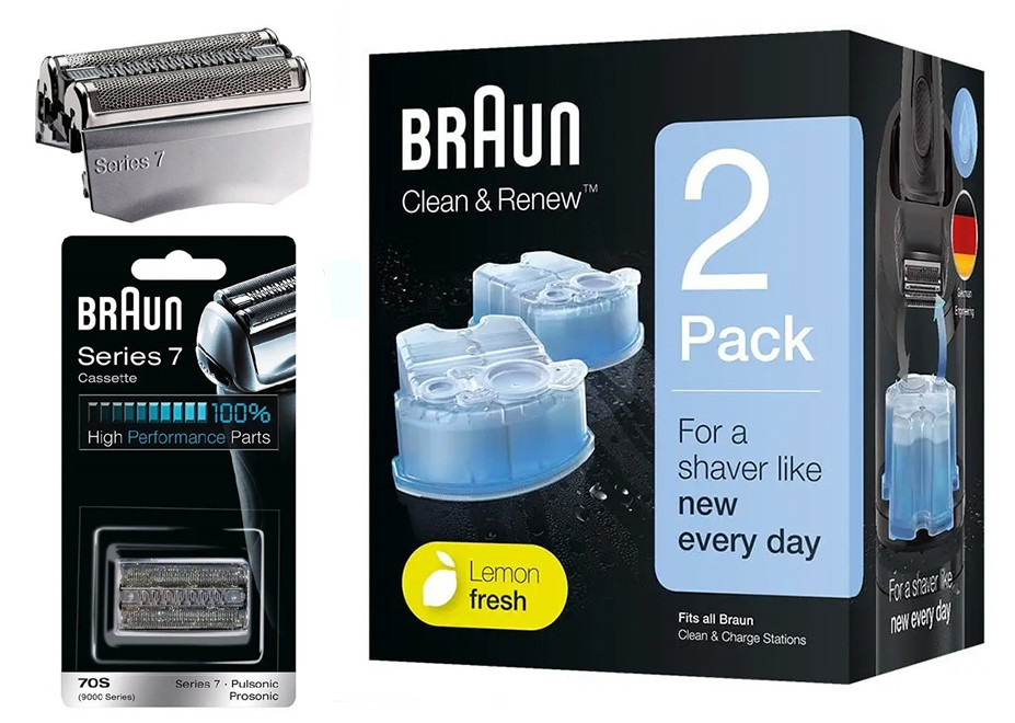Сітка і ріжучий блок Braun 70s Series 7 + Картрідж Braun CCR2 для чищення