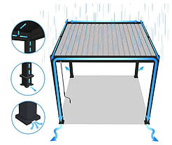 Пергола пристінна 3x3 Gutroof Elegance Wall Антрацит/Світло-сірий 005867, фото 4