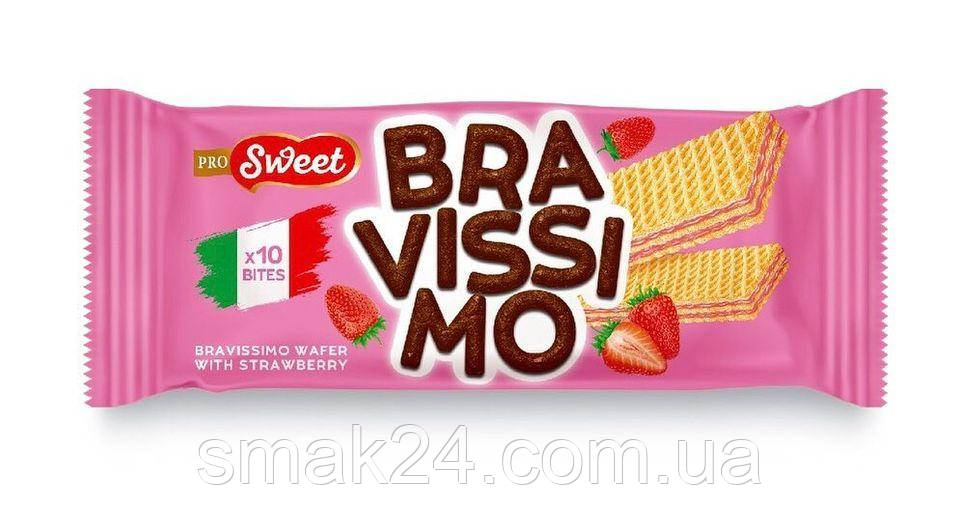 Вафлі з полуничним кремом PRO Sweet Bravissimo 50 г Італія
