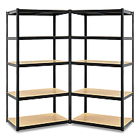 Стелаж | 180х180х40 см | чорний | 2 секції 10 полиць МДФ | металевий | витримує 175 кг на полицю | універсальний