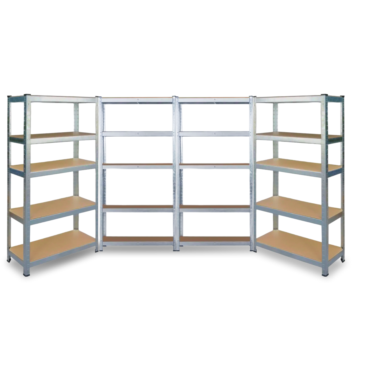 Стелаж | 180х360х45 см | оцинкований | 4 секції 20 полиць ДСП | металевий | витримує 175 кг на полицю | універсальний