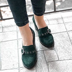 Туфлі жіночі замшеві кольору малахіт "Style Shoes"