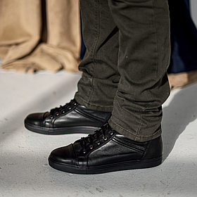Черевики чоловічі шкіряні чорні на плоскій підошві “Style Shoes”