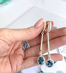 Стильні сережки срібні з фіанітами жіночі "Юпітер" / Сережки зі срібла з камінням