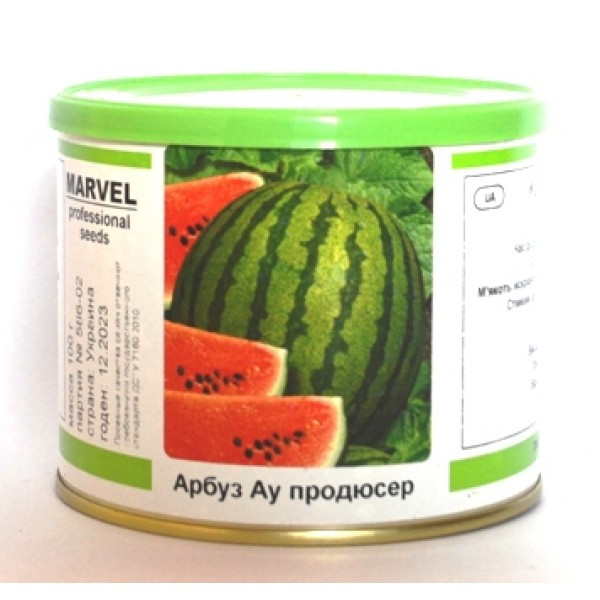 Насіння кавуна Ау Продюсер, Україна, Marvel, банка 100г (Насіння кавуна), фото 1