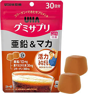 UHA екстракт маки 30 мг, глюконат цинку 10 мг, смак коли, 60 мармеладок на 30 днів. До 02/2026