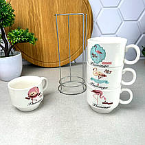 Набір 4 чашки на стійці 120 мл Фламінго, фото 5