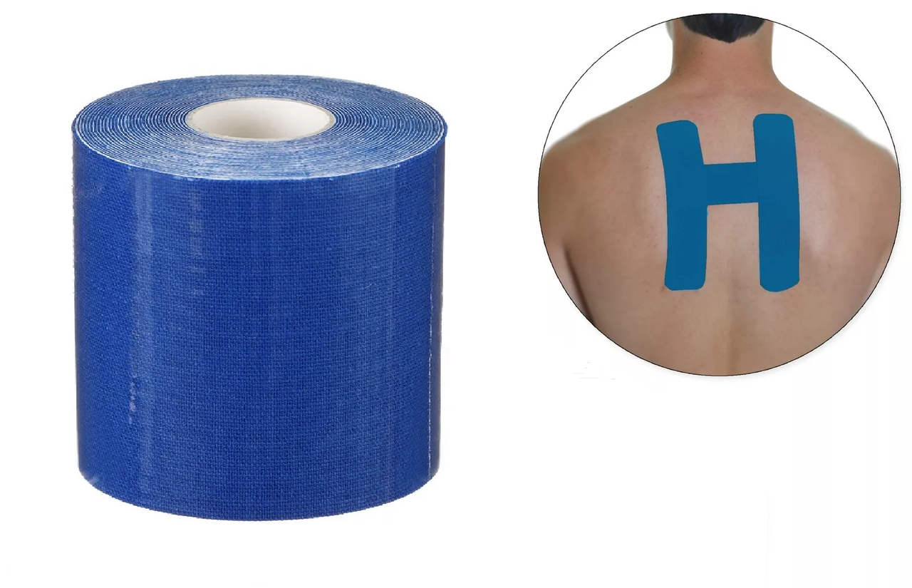 Кінезіо Тейп 7.5 см х 5 м кінезіологічний спортивний тейп стрічки Kinesiology Tape, темно синій