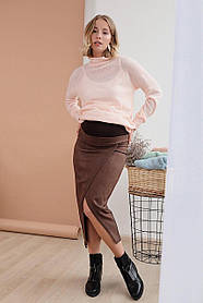 Замшева коричнева спідниця для вагітних і годуючих мам 42