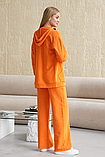 Спортивні штани для вагітних кльош з трикотажним животиком помаранчеві 42, фото 5