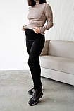 Зручні штани легінси для вагітних на хутрі чорні з високим трикотажним животиком 42, фото 5
