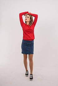 Синя джинсова спідниця для вагітних з широким трикотажним поясом 42