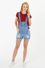 Літній комбінезон-трансформер джинсовий з шортиками для вагітних та годуючих синій 42