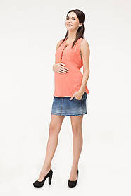 Спідниця джинсова для вагітних коротка з потертостями синя 42