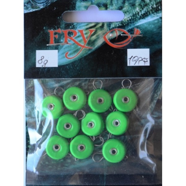 Грузило вухате розбірне Таблетка Ексцентрик, 10шт/уп, Silvereyes Green Apple, 8г (Грузила ексцентрики), фото 1