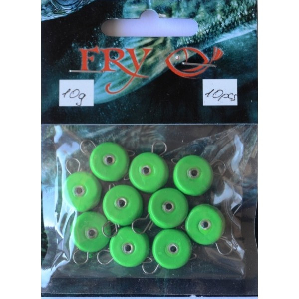 Грузило вухате розбірне Таблетка Ексцентрик, 10шт/уп, Silvereyes Green Apple, 10г (Грузила ексцентрики), фото 1