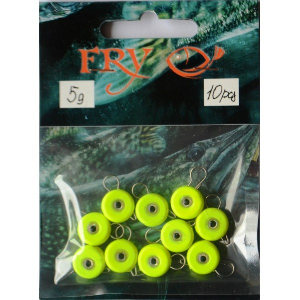 Грузило вухате розбірне Таблетка Ексцентрик, 10шт/уп, Silvereyes Lime, 5г (Грузила ексцентрики), фото 1