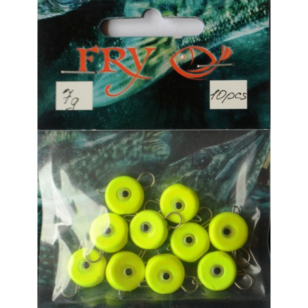 Грузило вухате розбірне Таблетка Ексцентрик, 10шт/уп, Silvereyes Lime, 7г (Грузила ексцентрики), фото 1