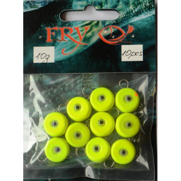 Грузило вухате розбірне Таблетка Ексцентрик, 10шт/уп, Silvereyes Lime, 10г (Грузила ексцентрики), фото 1