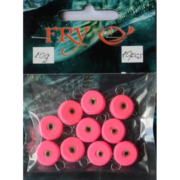 Грузило вухате розбірне Таблетка Ексцентрик, 10шт/уп, Silvereyes Pink, 10г (Грузила ексцентрики), фото 1