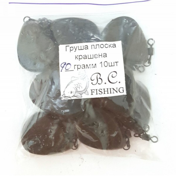 Грузило Груша плоска фарбована з вертлюгом, 90г (Грузила коропові), фото 1
