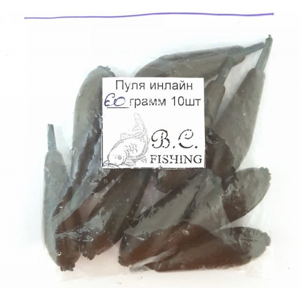 Грузило Куля фарбована інлайн, 60г (Грузила коропові), фото 1