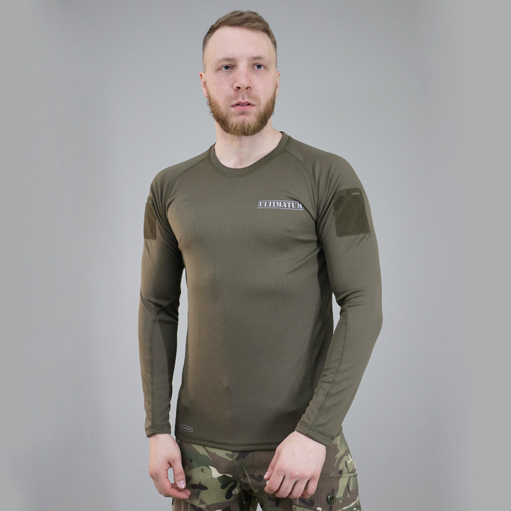 🔥 Футболка тактична "Ultimatum - Чоловічий лонгслів" (Олива) НГУ, ЗСУ, ЗСУ, військова, потовідвідна,трекінгова